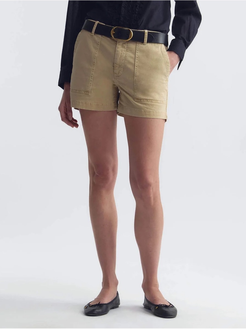 Nili Lotan Tan Utility Cotton Bermuda Shorts